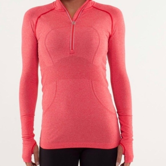 lululemon athletica Tops - Lululemon Run Swiftly Tech Half Zip - Coral